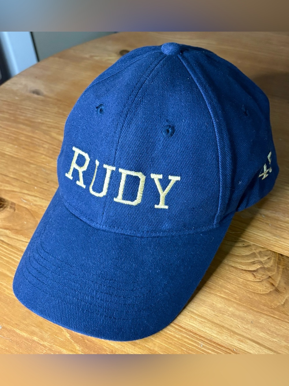 Vintage Y2K Anvil Rudy Ruettiger Notre Dame Never Quit Navy Strapback Hat OSFA